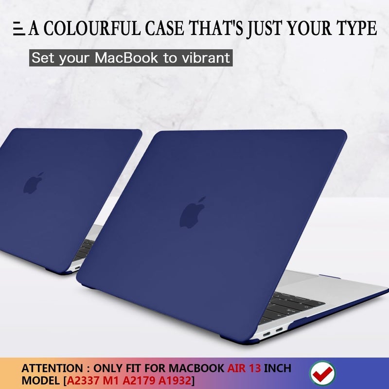 CISSOOK غطاء أزرق بحري لجهاز MacBook Air 13 M1 مع شاشة Retina وTouch ID، غطاء صلب أزرق داكن مع غطاء لوحة مفاتيح + واقي شاشة لجهاز Air 13 M1 A2337 A2179 A1932 موديل 2018-2021 - Image 3